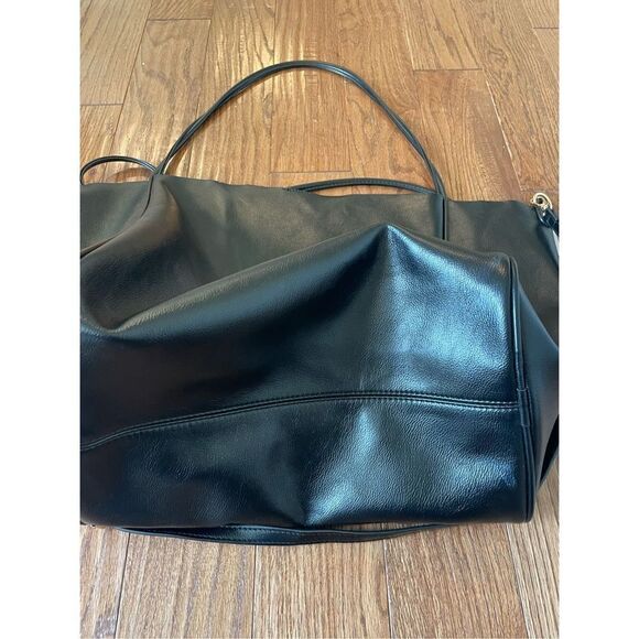 Black oversized tote bag with shoulder strap 15x14 - Picture 6 of 7